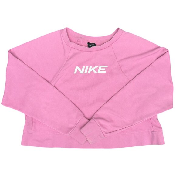 Women's NIKE‎ Dri-Fit Pink Cropped Crewneck Sweatshirt- Size 1X - Picture 1 of 10
